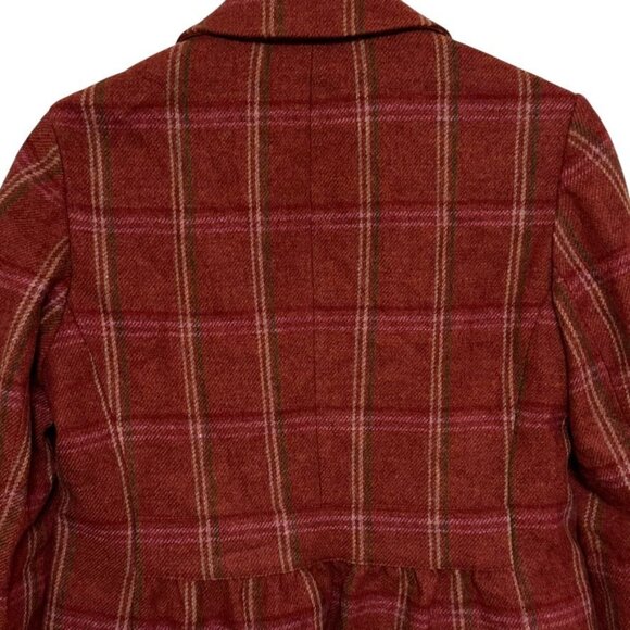 Talbots Plaid Wool Blazer Jacket Rust Burnt Orange Peplum Women's Size 10 - Picture 6 of 13